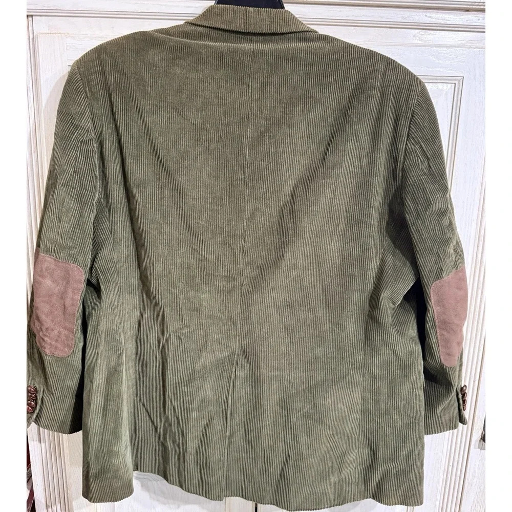 VTG Olive Corduroy Sport Coat Men's 44R  Jacket Elbow Patches Roundtree & Yorke